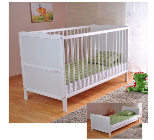 Babybett 60x120 cm wei 2in1 Kinderbett mit Matratze