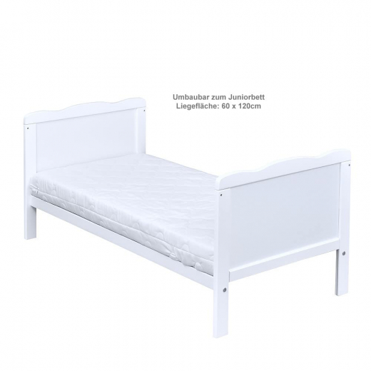Babybett 60x120 cm wei 2in1 Kinderbett mit Matratze