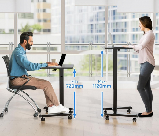 fahrbarer Sitz- Stehtisch h�henverstellbar 72-112 cm