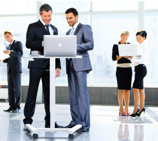 fahrbarer Sitz- Stehtisch h�henverstellbar 72-112 cm