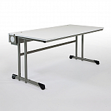 Kufen-Computertisch mit aufklappbarem Kabelkanal SP-Line