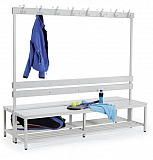 Sitz- und Garderobenbank zweiseitig / mit lichtgrauen Kunststoffleisten