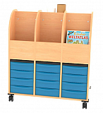 Bcherwagen mit 12 flachen InBoxen H-Line