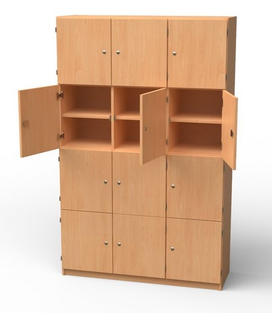 Lehrerfachschrank/ 12 abschließbare Fächer