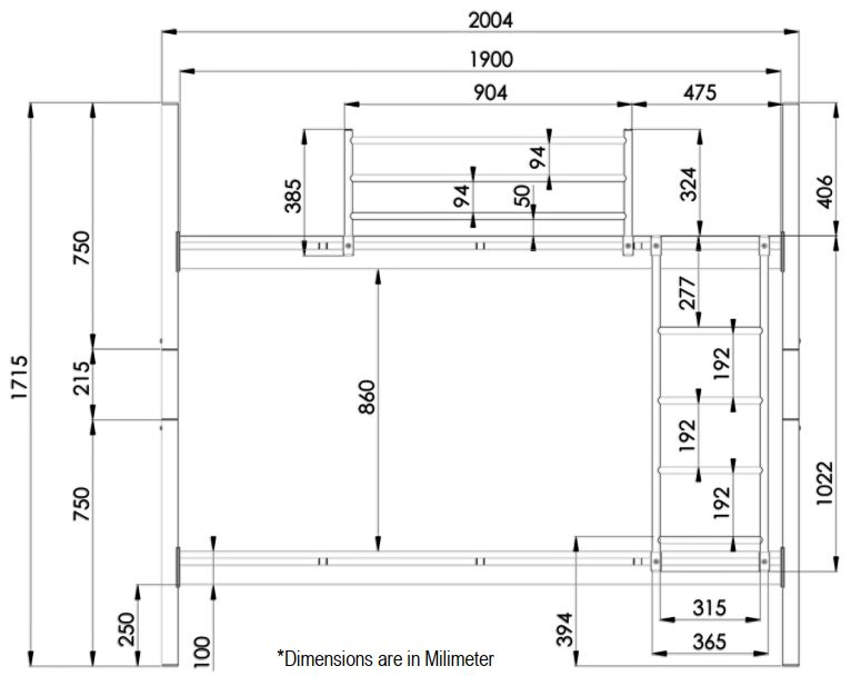 Etagenbett Muri - 190x90cm, geeignet auch fr 200x90 cm Matratzen