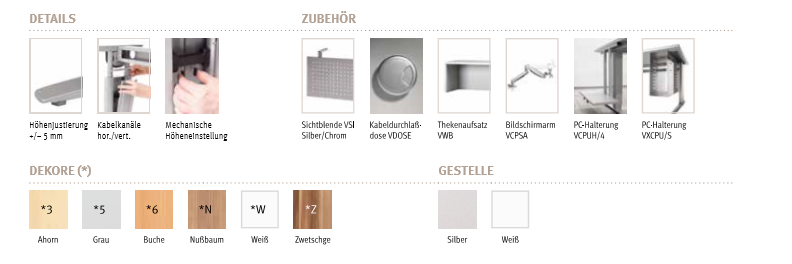 Schreibtisch- hhenverstellbar Rechteckform HB-Line