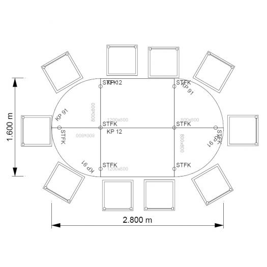 Besprechungstisch Oval / 280 cm breit HB-Line