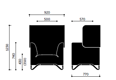Sessel mit Armlehnen/ Sofaserie Jonathan - B1 schwer entflammbar