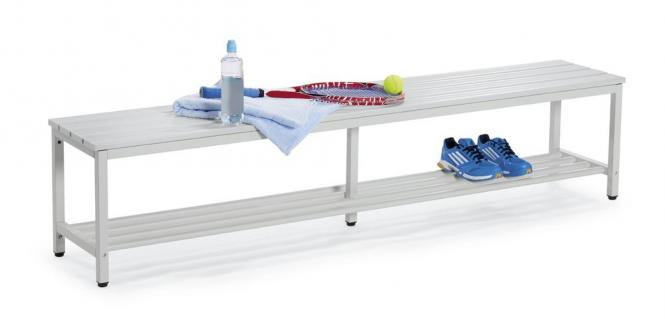 Garderobenbank / Sitzleisten aus lichtgrauem Kunststoff