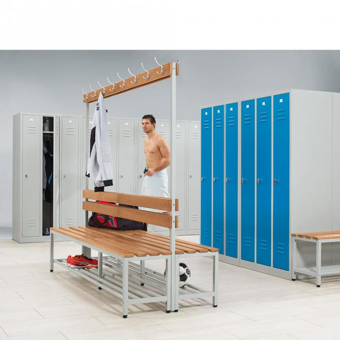 Sitz- und Garderobenbank zweiseitig / Buchenholzleisten