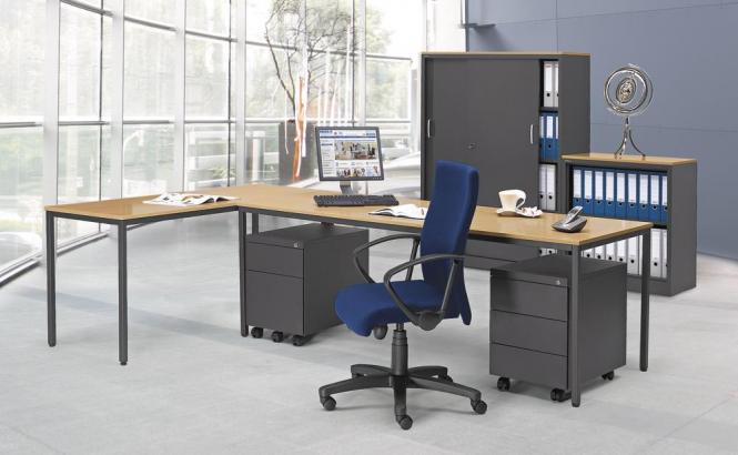 Rollcontainer mit Hngeregistraturschub und seitlicher Griffleiste