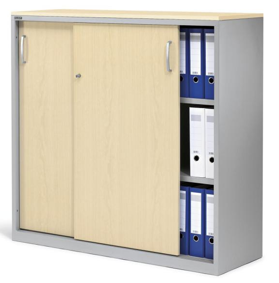 Schiebetrenschrank - Korpus Stahl / Tren Holz