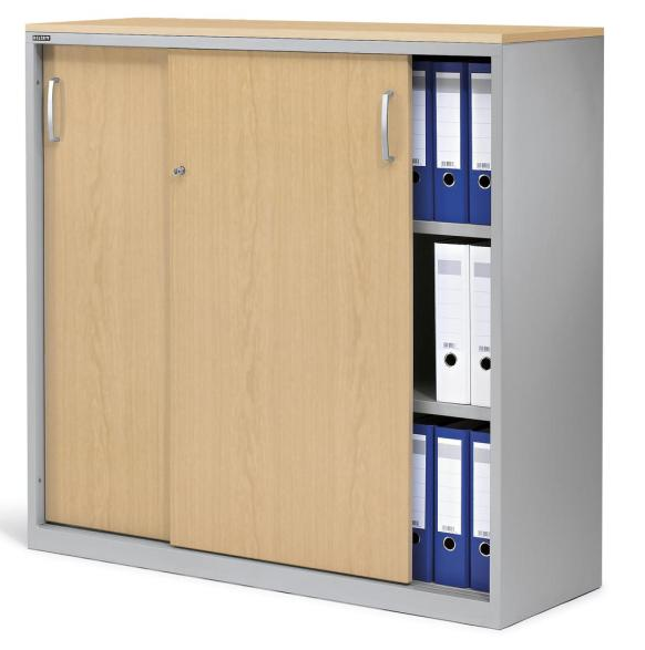 Schiebetrenschrank - Korpus Stahl / Tren Holz