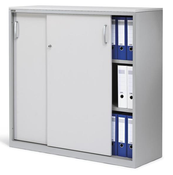 Schiebetrenschrank - Korpus Stahl / Tren Holz