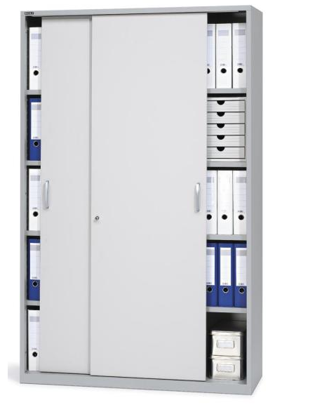 Schiebetrenschrank - Korpus Stahl / Tren Holz