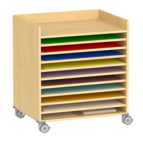 Papierwagen mit 10 festen Fachböden