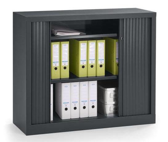 Rollladenschrank aus Stahl mit 2 Ordnerhhen