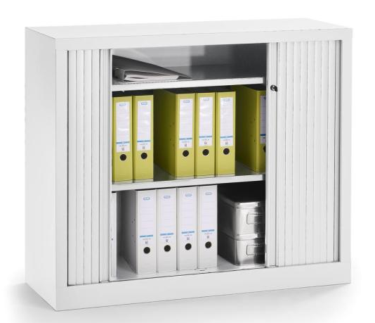 Rollladenschrank aus Stahl mit 2 Ordnerhhen