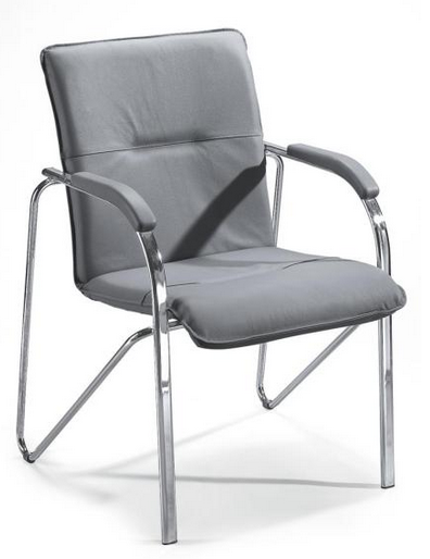 Besucherstuhl mit gepolsterten Echtleder-Armlehnen