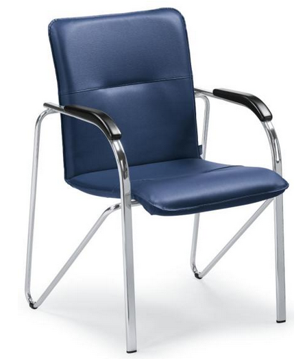 Besucherstuhl mit gepolsterten Echtleder-Armlehnen