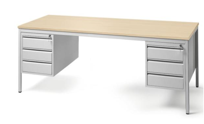 Schreibtische mit Hngecontainern aus Stahl