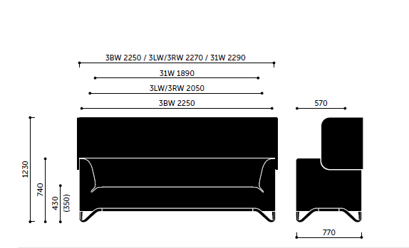 3-er Sitzsofa mit Armlehne/ Sofaserie Jonathan - B1 schwer entflammbar