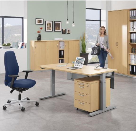 Schreibtisch mit manueller Hhenverstellung