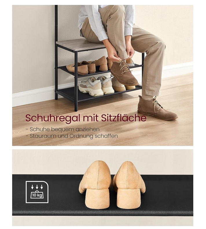 Garderobenbank mit Kleiderstange und Schuhrost