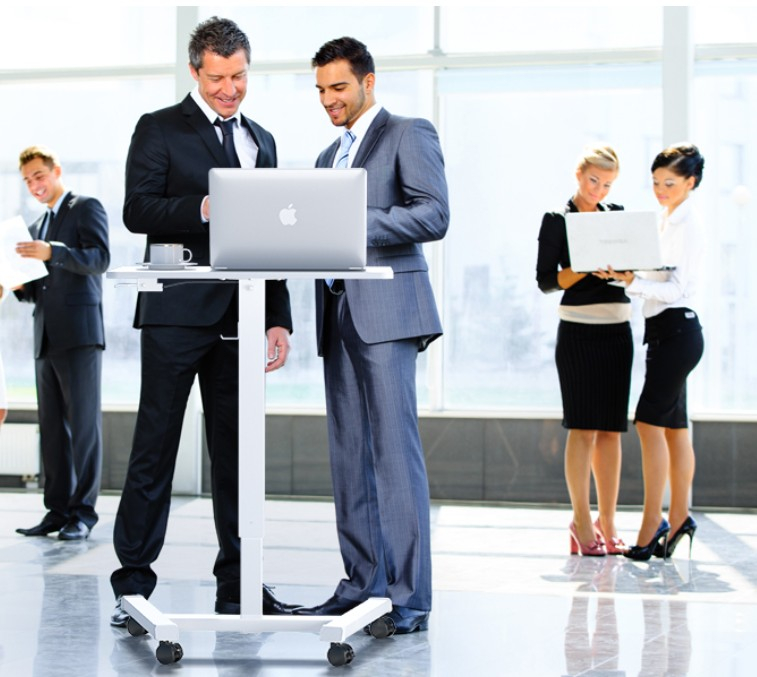 fahrbarer Sitz- Stehtisch h�henverstellbar 72-112 cm