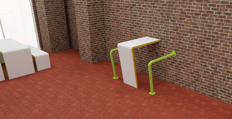 Brandschutz Stehtisch zur Wandbefestigung - A1 - nicht brennbar