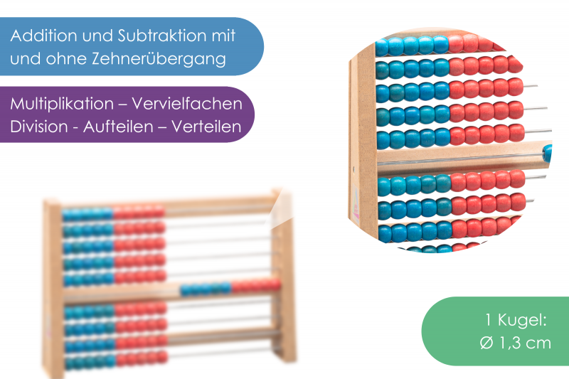 Rechenrahmen 100er Zahlenraum rot/blau