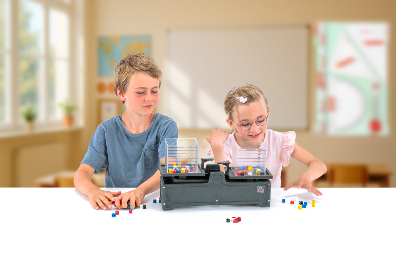 Tafelwaagensatz mit 2 Literboxen und Gewichtswrfel