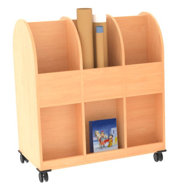 Bcherwagen mit 12 flachen InBoxen H-Line