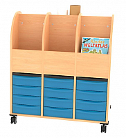 Bcherwagen mit 12 flachen InBoxen H-Line